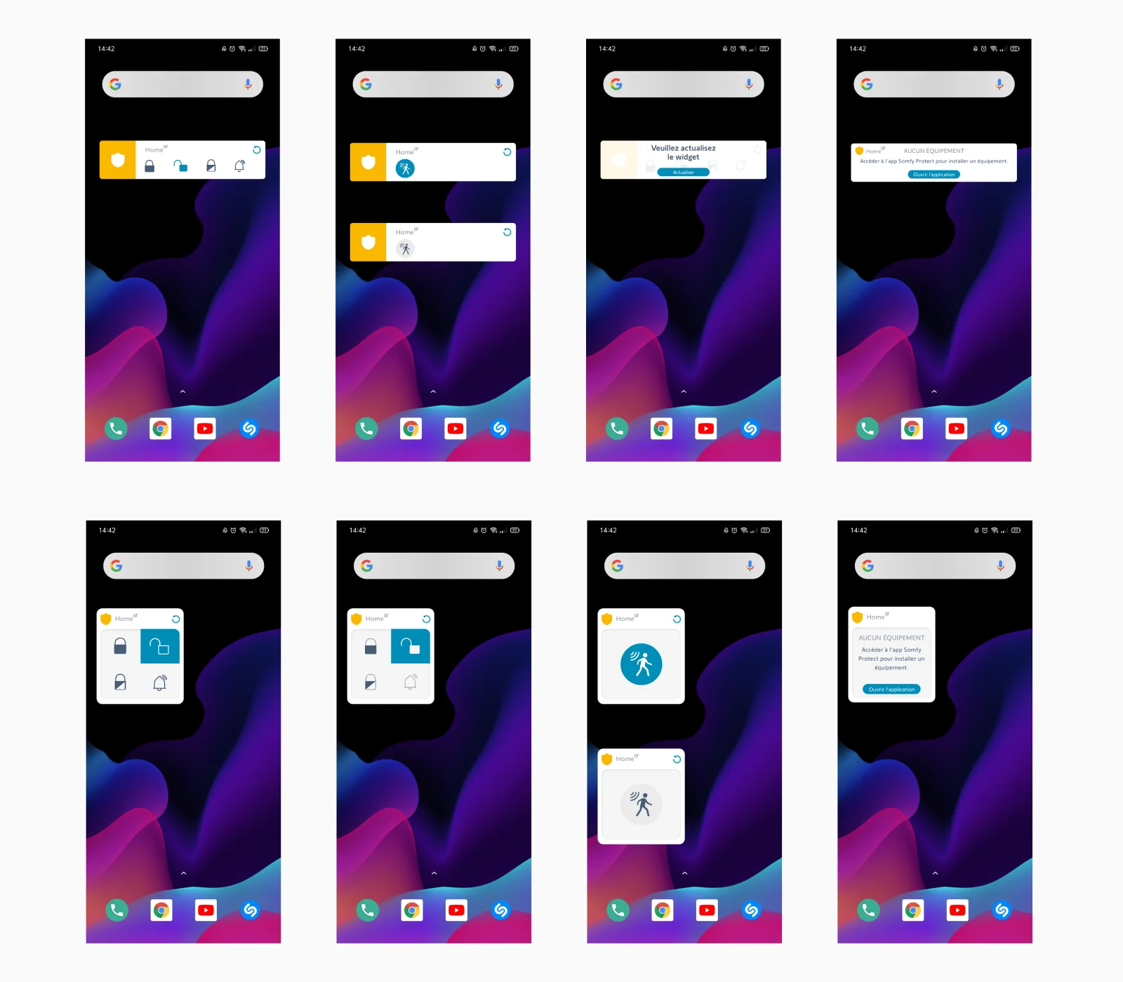 Propositions du widget en format horizontal et vertical.